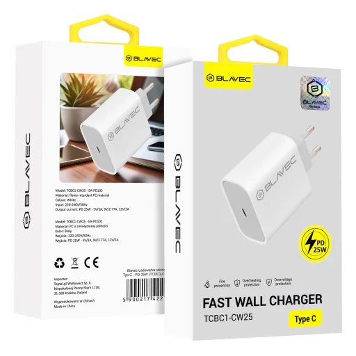Blavec Fali töltő BC1 - Type C - PD 25W (TCBC1-CW25) fehér - 2