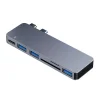 Hub 6w2 RayCue 2x USB-C Thunderbolt 3 + 3x USB-A 3.0 5Gbps + SD/TF 2.0 (szürke) thumbnail