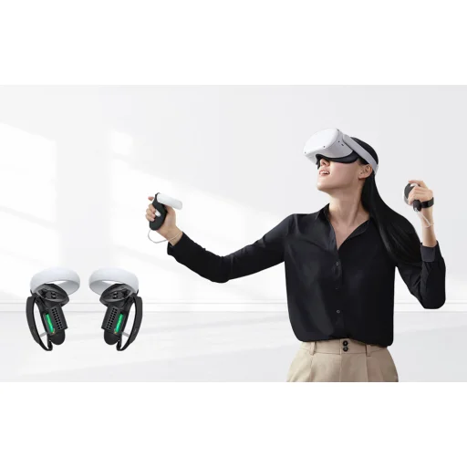 Kontroller markolat és akkumulátor fedél Kiwi Design Q1 PRO-2.2 Meta Quest 2-höz fekete - 2