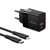 Mcdodo CH-1952 USB + USB-C fali töltő, 20W + USB-C - Lightning kábel (fekete) thumbnail