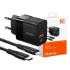 Mcdodo CH-1952 USB + USB-C fali töltő, 20W + USB-C - Lightning kábel (fekete) thumbnail