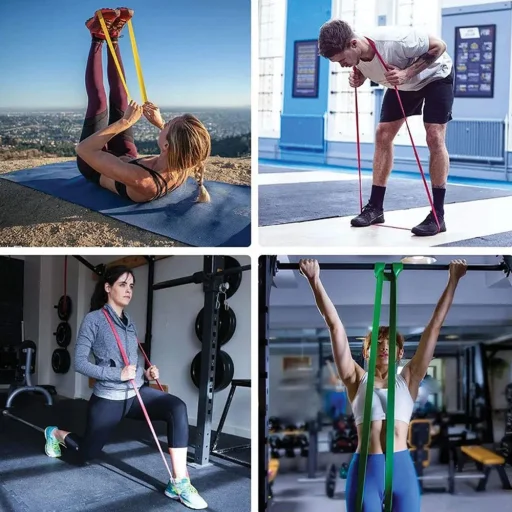 Ellenállási szalagok készlete rehabilitációs gyakorlatokhoz különböző terhelésekkel RC-K-291 5 db multicolor - 6