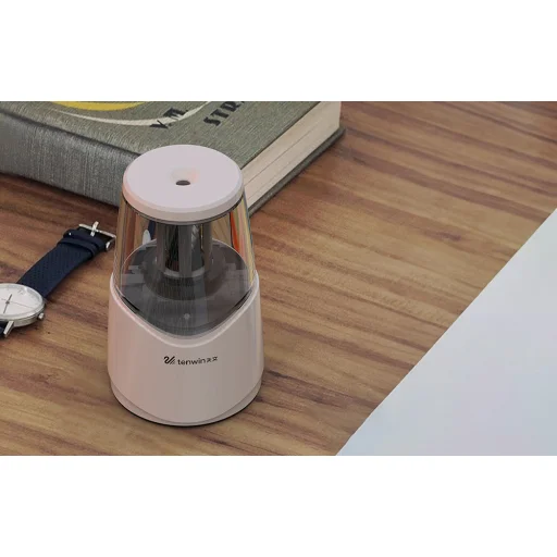 Újratölthető spirális pengés ceruzahegyező Tenwin 8010-2 micro USB (fehér) - 5