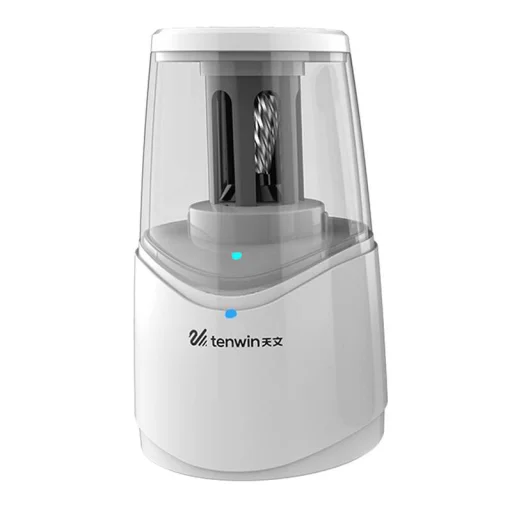 Újratölthető spirális pengés ceruzahegyező Tenwin 8010-2 micro USB (fehér) - 1
