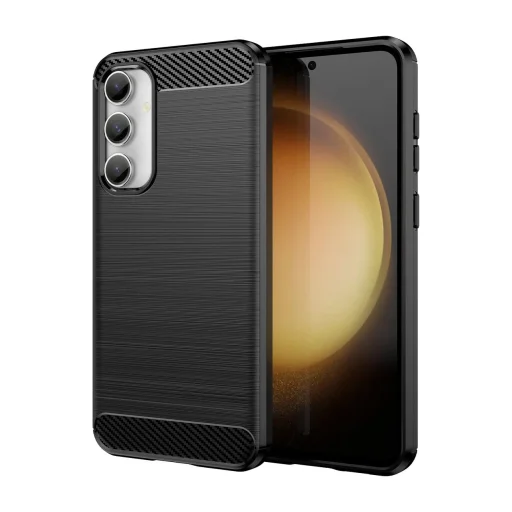 Rugalmas karbon mintás tok Samsung Galaxy S23 FE-hez - fekete tok - 1