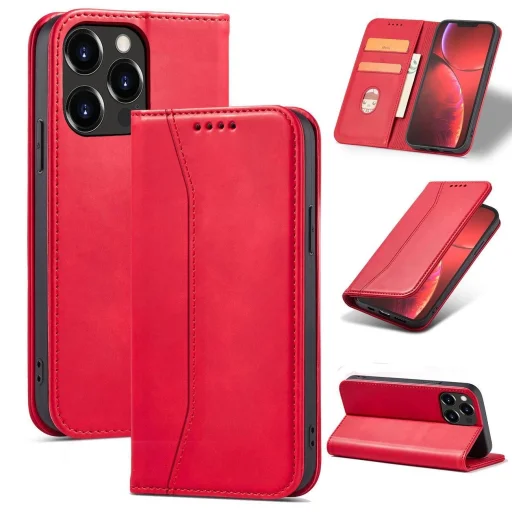 Magnet Fancy Case tok iPhone 14 Plus fliptok pénztárca állvány piros - 12