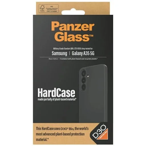 PanzerGlass HardCase D3O® Bio és katonai minősítésű tok Samsung Galaxy A35 5G-hez - Átlátszó és Fekete tok - 4