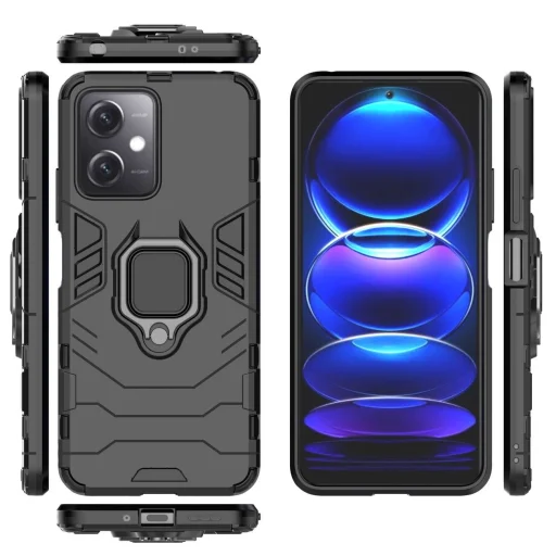 Xiaomi Redmi Note 12 5G / Poco X5 5G Ring Armor Magtartó Gyűrűs Fekete tok - 3
