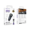 Borofone autós töltő BZ32B Fresh - USB + Type C - QC 3.0 PD 48W Type C to Type C kábellel szürke thumbnail