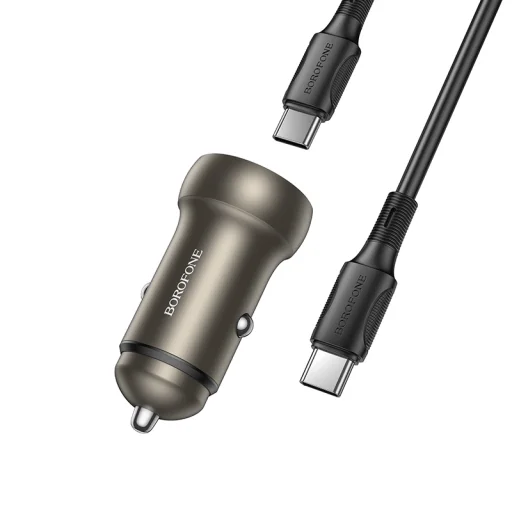 Borofone Autós töltő BZ32A Fresh - USB + Type C - QC 3.0 PD 30W Type C to Type C kábellel arany - 2