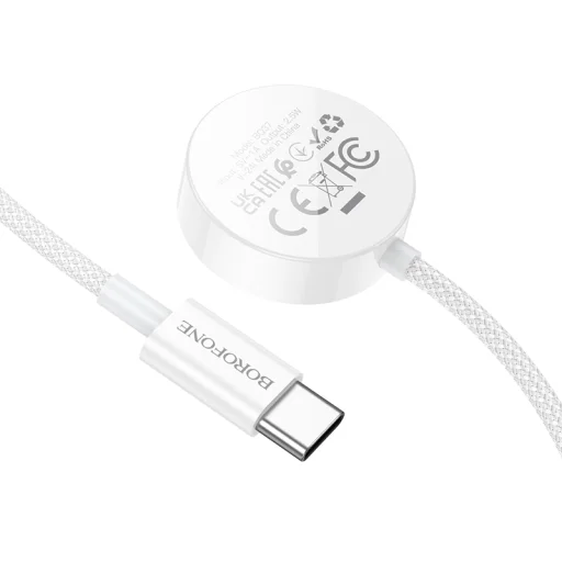 Borofone vezeték nélküli indukciós töltő BQ37 Star 2,5W iWatch 1-9, SE/SE2, Samsung Ultra/Ultra2 fehér - 5