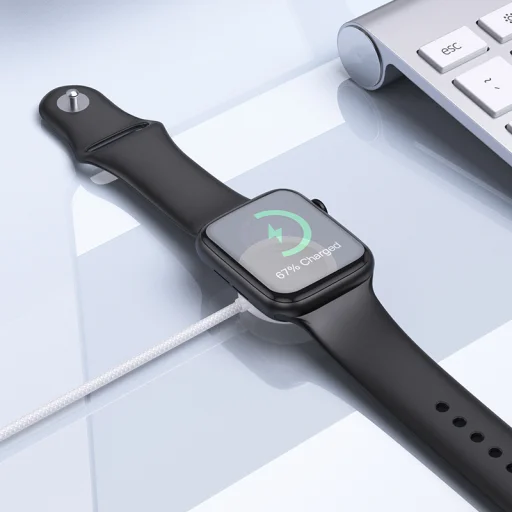 Borofone vezeték nélküli indukciós töltő BQ37 Star 2,5W iWatch 1-9, SE/SE2, Samsung Ultra/Ultra2 fehér - 7