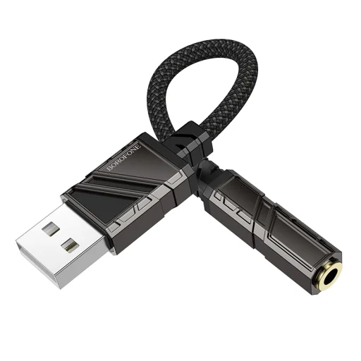 Borofone Adapter BV23 Dignity - USB - jack 3,5mm átalakító - fekete - 3