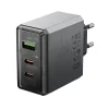 Borofone fali töltő BN22 Lena GaN - 2xType C + USB - QC 3.0 PD 65W szürke thumbnail