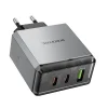 Borofone fali töltő BN22 Lena GaN - 2xType C + USB - QC 3.0 PD 65W szürke thumbnail