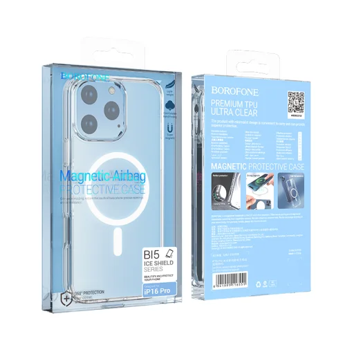 Borofone Tok BI5 Ice Shield Mágneses iPhone 16 Pro átlátszó tok - 9