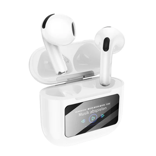 Borofone TWS Bluetooth Fülhallgató BW60 Destacado LED érintőképernyős fehér - 3