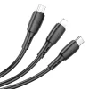 Borofone Kábel BX71 3 az 1-ben - USB Type C, Mikro USB, Lightning - 2A 1 méter fekete thumbnail