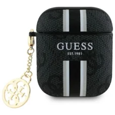 Guess GUA2P4RPSK AirPods 1/2 tok fekete/fekete 4G Printed Stripes Charm