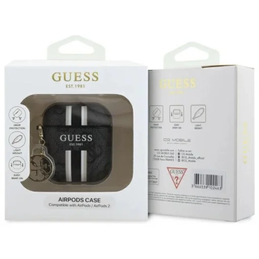 Guess GUA2P4RPSK AirPods 1/2 tok fekete/fekete 4G Printed Stripes Charm - 3