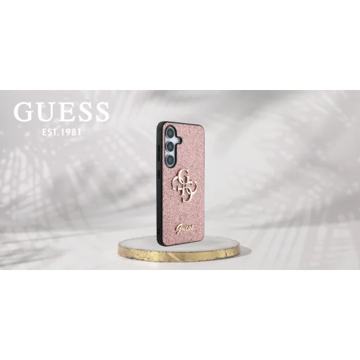 Guess Rögzített Csillámos Nagy 4G Fém Logós Samsung Galaxy S25 rózsaszín tok - 9