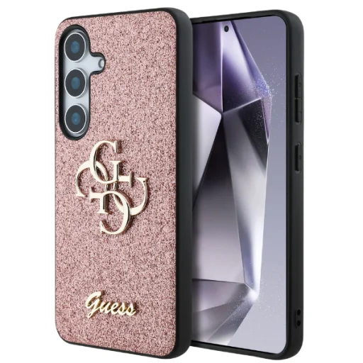 Guess Rögzített Csillámos Nagy 4G Fém Logós Samsung Galaxy S25 rózsaszín tok - 10