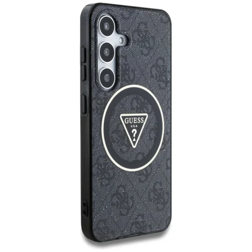Guess 4G Glitter Triangle Buttons MagSafe tok Samsung Galaxy S25 Plus fekete - 4