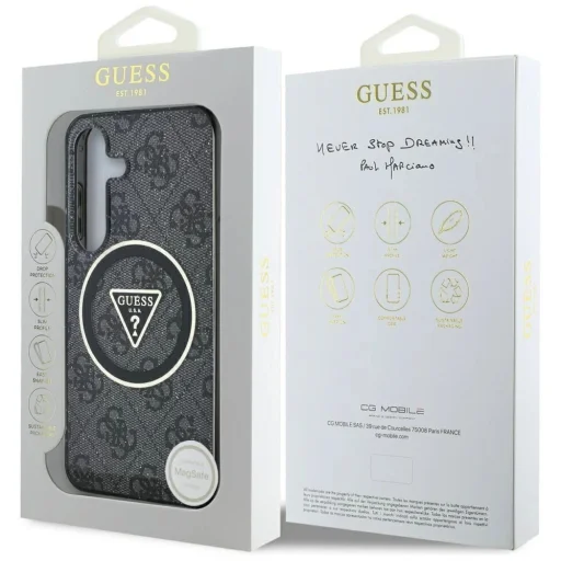 Guess 4G Glitter Triangle Buttons MagSafe tok Samsung Galaxy S25 Plus fekete - 8