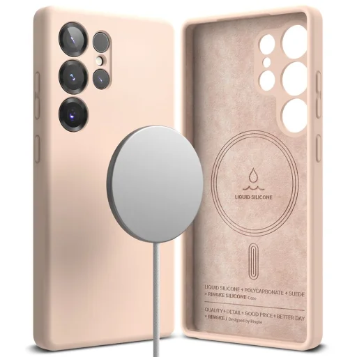 Ringke Silicone Magnetic Magsafe Galaxy S25 Ultra Pink Sand tok - 2