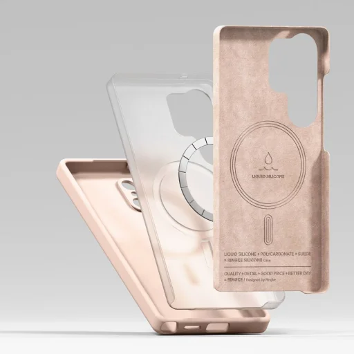 Ringke Silicone Magnetic Magsafe Galaxy S25 Ultra Pink Sand tok - 5