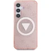 Guess 4G Glitter Triangle Buttons MagSafe tok Samsung Galaxy S25 rózsaszín thumbnail