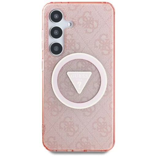 Guess 4G Glitter Triangle Buttons MagSafe tok Samsung Galaxy S25 rózsaszín - 3