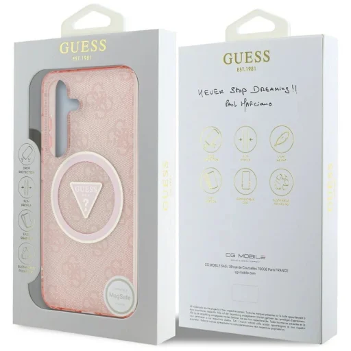 Guess 4G Glitter Triangle Buttons MagSafe tok Samsung Galaxy S25 rózsaszín - 8