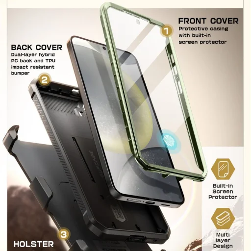  Samsung Galaxy S25 Supcase Unicorn Beetle Pro 2-set Guldan tok - 4