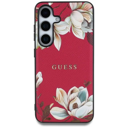 Guess Grained Printed Flower minta MagSafe tok Samsung Galaxy S25 fukszia - 3