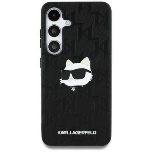 Karl Lagerfeld Leather Monogram Pin Logo Choupette Head Samsung Galaxy S25 fekete tok - 3