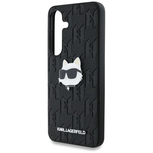 Karl Lagerfeld Leather Monogram Pin Logo Choupette Head Samsung Galaxy S25 fekete tok - 6