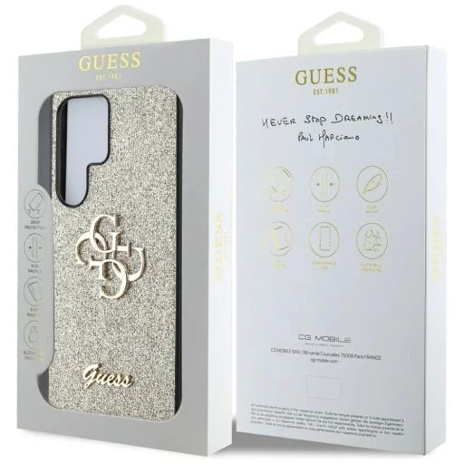 GUESS tok Samsung Galaxy S25 Ultra GUHCS25LHG4SGD (Rögzített Csillámos Nagy 4G) arany tok - 5