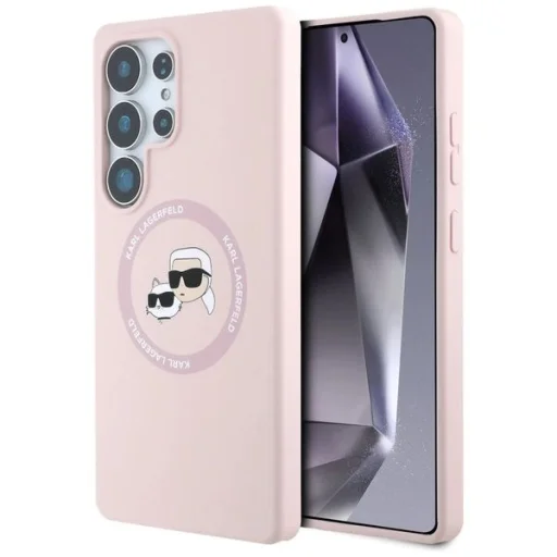 KARL LAGERFELD tok SAMSUNG Galaxy S25 Ultra KLHMS25LSKCHTCP (Mágneses szilikon kétfejű) rózsaszín tok - 1