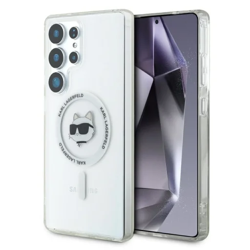 KARL LAGERFELD tok SAMSUNG S25 Ultra KLHMS25LHLSCHH (Magnetic IML Metal Choupette Head) fehér tok - 1
