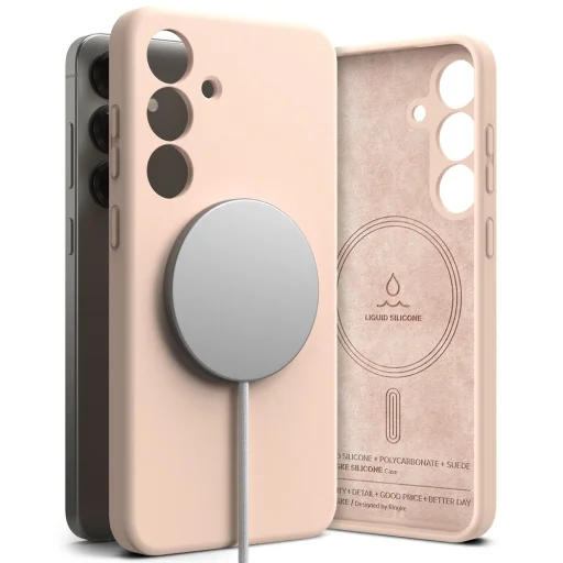 Ringke Szilikon Mágneses Magsafe Galaxy S25+ Plus Pinkhomok tok - 4