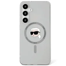 KARL LAGERFELD tok SAMSUNG S25 KLHMS25SHLSKIK (Mágneses IML Metal K. Fejekkel) fekete tok