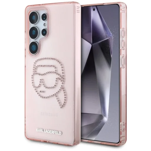 KARL LAGERFELD tok Samsung Galaxy S25 Ultra KLHCS25LHKHDCELP (IML Rhinestones K Head) rózsaszín tok - 1
