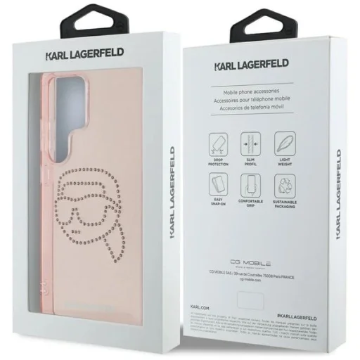 KARL LAGERFELD tok Samsung Galaxy S25 Ultra KLHCS25LHKHDCELP (IML Rhinestones K Head) rózsaszín tok - 6
