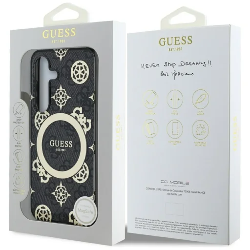 GUESS tok Samsung Galaxy S25 GUHMS25SH4PYEEK (Mágneses IML Peony 4G háttéren) fekete tok - 5