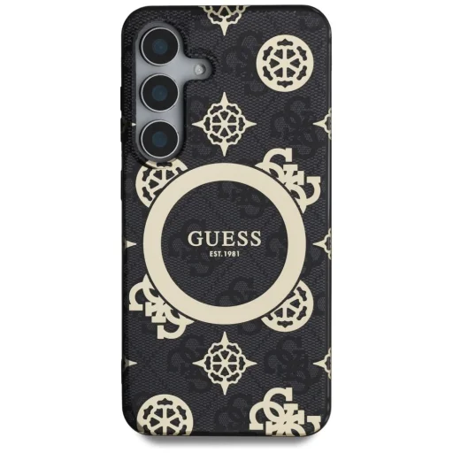GUESS tok Samsung Galaxy S25 GUHMS25SH4PYEEK (Mágneses IML Peony 4G háttéren) fekete tok - 1