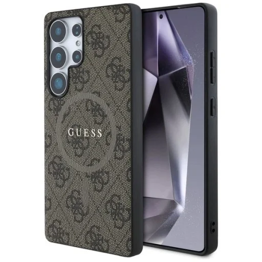 GUESS tok Samsung Galaxy S25 Ultra GUHMS25LG4GFRW (Mágneses PU 4G Gyűrű Klasszikus Logó) barna - 1