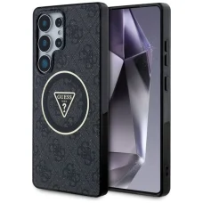 GUESS tok Samsung Galaxy S25 Ultra GUHMS25LHG4PRTGK (Magsafe IML fém csillámos 4G kör háromszög) fekete tok