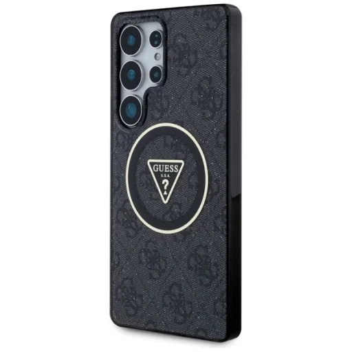 GUESS tok Samsung Galaxy S25 Ultra GUHMS25LHG4PRTGK (Magsafe IML fém csillámos 4G kör háromszög) fekete tok - 4