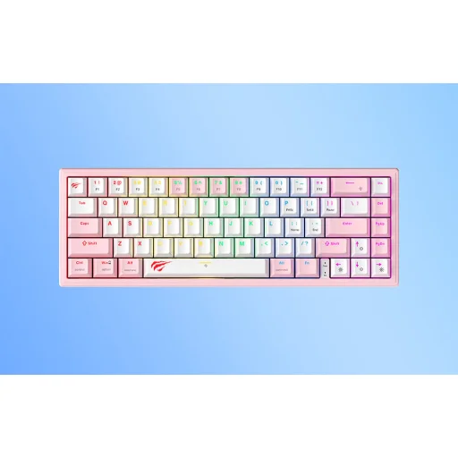 Havit KB874L RGB mechanikus gamer billentyűzet (rózsaszín/fehér) - 6
